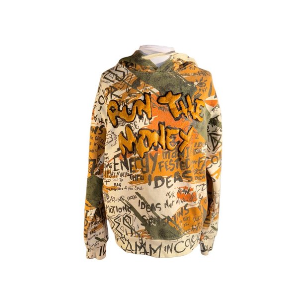 Vintage Another Hype Piece Graphic Design Hooded Sweatshirt Size Medium - Picture 2 of 11